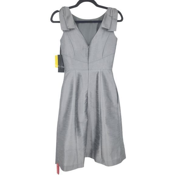 Alfred Sung D626 Cocktail Shoulder Bow Detail Pockets Bateau Neckline Size 0 - Picture 3 of 6
